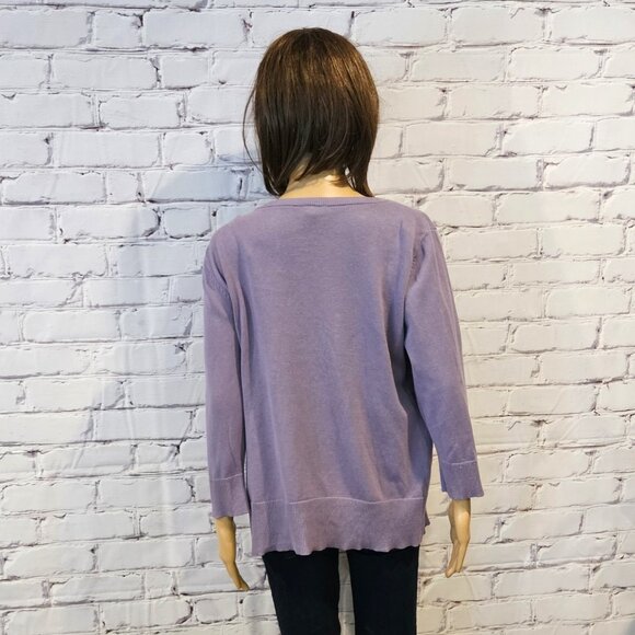 ALYX - 100% cotton lavender button down cardigan with front floral detailing - Picture 10 of 11
